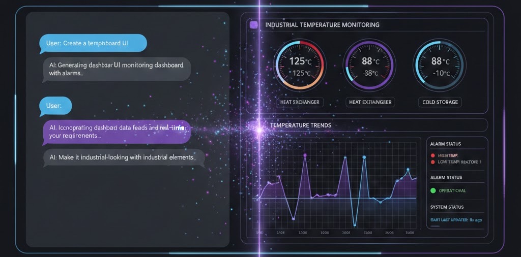 AI Agent chat interface generating UI and logic